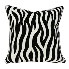 20" X 7" X 20" Transitional Black And White Zebra Pillow Cover With Poly Insert