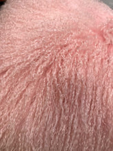 17" Pink Genuine Tibetan Lamb Fur Pillow With Microsuede Backing