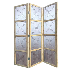 63 X 2 X 84 Silver Wood 3 Panel Screen