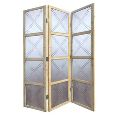 63 X 2 X 84 Silver Wood 3 Panel Screen