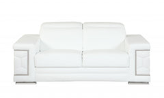 71" X 41" X 29" Modern White Leather Sofa And Loveseat