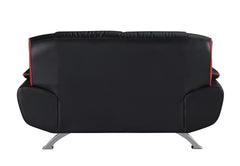 67'" X 35'" X 35'" Modern Black Leather Sofa And Loveseat