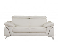 68'" X 41'" X 39'" Modern White Leather Sofa And Loveseat
