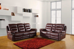 75'" X 40'" X 44'" Modern Burgundy Sofa With Console Loveseat