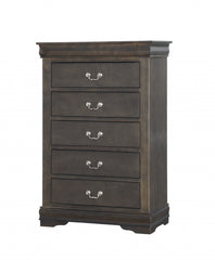 15" Light Brown Solid Wood Five Drawer Lingerie Chest