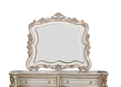 44" White Novelty Dresser Mirror Mounts To Dresser With Solid Wood Frame
