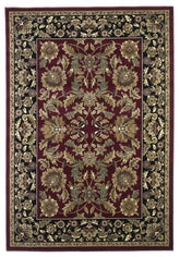 10'X13' Red Black Machine Woven Floral Traditional Indoor Area Rug