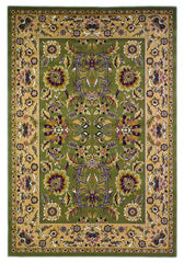 10'X13' Green Taupe Machine Woven Floral Traditional Indoor Area Rug