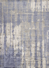 8' X 11' Viscose Grey Or Blue Area Rug