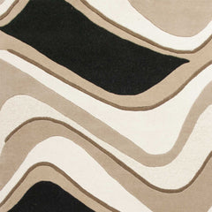 5' X 8' Wool Black Or Beige Area Rug