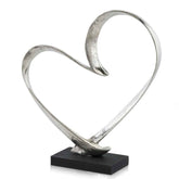 Raw Silver And Black Heart Sculpture