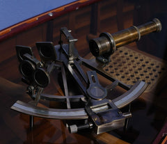 8.5" X 8" X 4.5" Nautical Sextant In Wood Box Large
