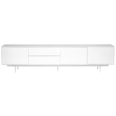 82" White Manufactured And Wood Cabinet Enclosed Storage TV Stand