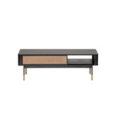Modern Black And Wicker Coffee Table With Storage