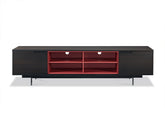 87" Red And Black Aluminum Cabinet Enclosed Storage TV Stand