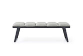 57" Pale Grey Faux Leather and Black Bench