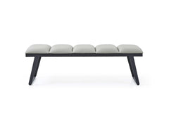 57" Pale Grey Faux Leather and Black Bench