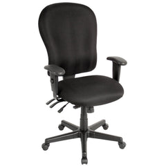 Black Fabric Seat Swivel Adjustable Task Chair Fabric Back Plastic Frame