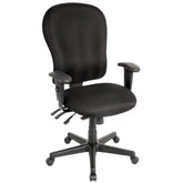 Black Fabric Seat Swivel Adjustable Task Chair Fabric Back Plastic Frame
