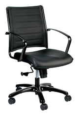 Black Faux Leather Tufted Seat Swivel Adjustable Task Chair Leather Back Steel Frame