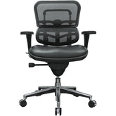 Black Faux Leather Seat Swivel Adjustable Task Chair Mesh Back Steel Frame