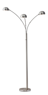84" Steel Three Light Tree Floor Lamp With Silver Solid Color Bell Shade