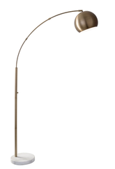 78" Brass Arc Floor Lamp With Brass Solid Color Bowl Shade