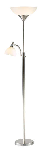 71" Two Light Novelty Floor Lamp With White Bowl Shade