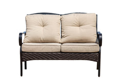 48" Beige Polyester Blend And Black Standard Sofa