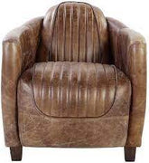 29" Brown Faux Leather Distressed Club Chair