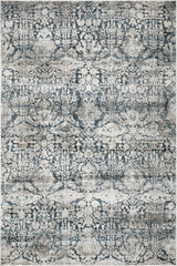 5'X8' Teal Machine Woven Distressed Floral Traditional Indoor Area Rug