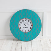 4" Circle Teal Blue Wood Analog Wall Clock
