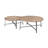 S 2 Solid Wood Top Black Metal Base Nesting Coffee Tables