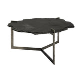 40" Black And Gold Stone Free Form Coffee Table