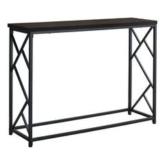 44" Rectangular Espressowithblack Metal Hall Console Accent Table