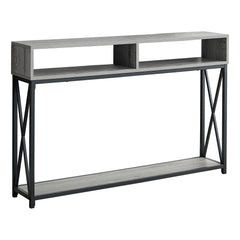 48" Rectangular Greywithblack Metal Hall Console With 2 Shelves Accent Table