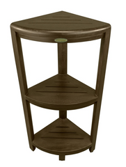 Teak Three Tier Corner Corner Shower Shelf In Brown Finish