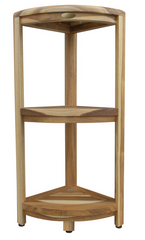 Compact Teak 3 Tier Corner Shower Outdoor Bench In Natural Finish