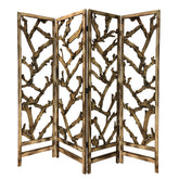 4 Panel Room Divider With Tropical Leaf