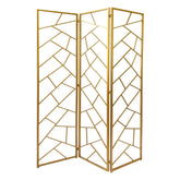Golden Abstract Geo Three Panel Room Divider Screen