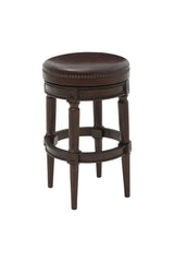 Distressed Walnut Finished Bar Height Round Stool