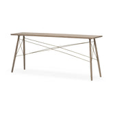 Medium Brown Wooden Console Table With 4 Angular Legs