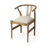 Natural Linen Seat With Light Brown Wooden Frame Dining Chair