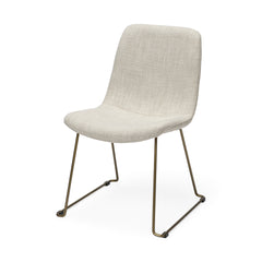 Cream Fabric Seat With Gold Metal Frame Dining Chair