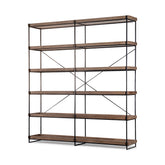 Medium Brown Wood And Iron Shelving Unit With 5 Tray Shelves
