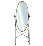 Gray And Gold Oval Vanity Floor Mirror