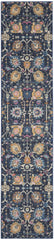 10' Navy Blue Floral Power Loom Runner Rug