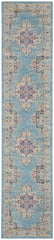10' Light Blue Southwestern Power Loom Runner Rug