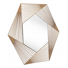 Octagonal Lines Gold Finish Wall Mirror