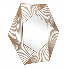 Octagonal Lines Gold Finish Wall Mirror